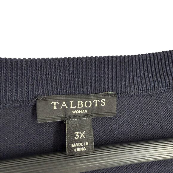 NEW NWT Talbots Plus Size 3X Nautical Knit Sweater Sparkle Crest Shirt Top - Picture 4 of 8